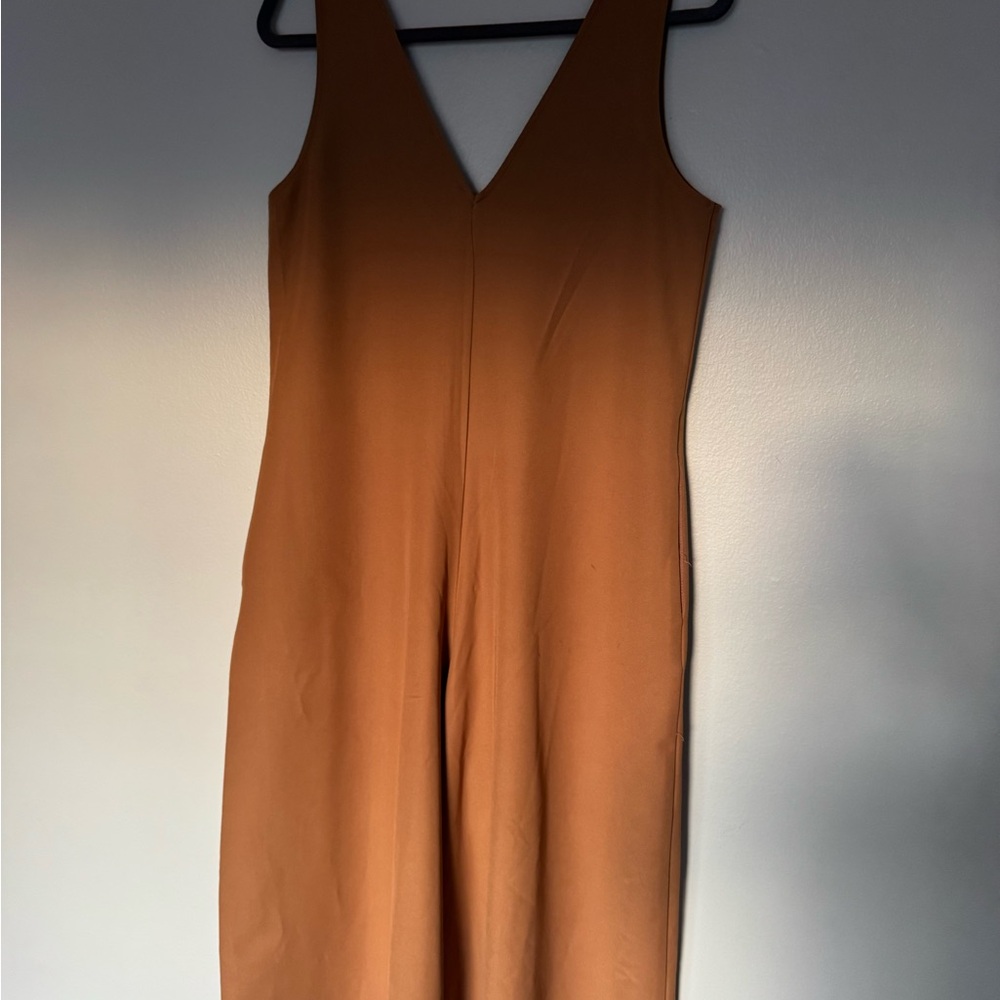 Sleeveless V-Neck Rust Brown Womens Jumpsuit